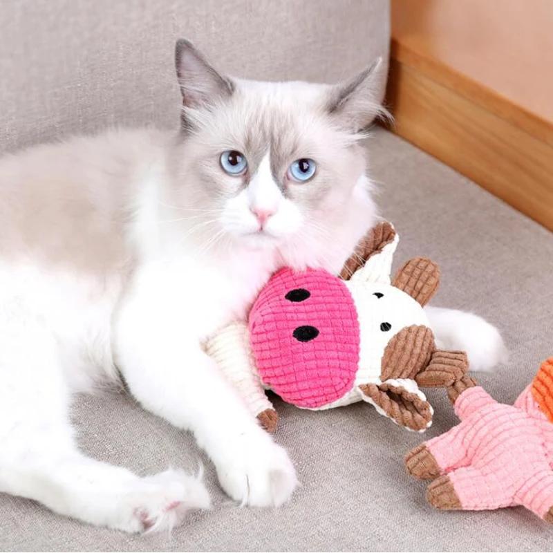 Animal Shape Plush Dog Toy Squeaky Pet Chew Toy Small Large Dogs Bite Resistant Teeth Cleaning Puppy Teething Aid Durable Play