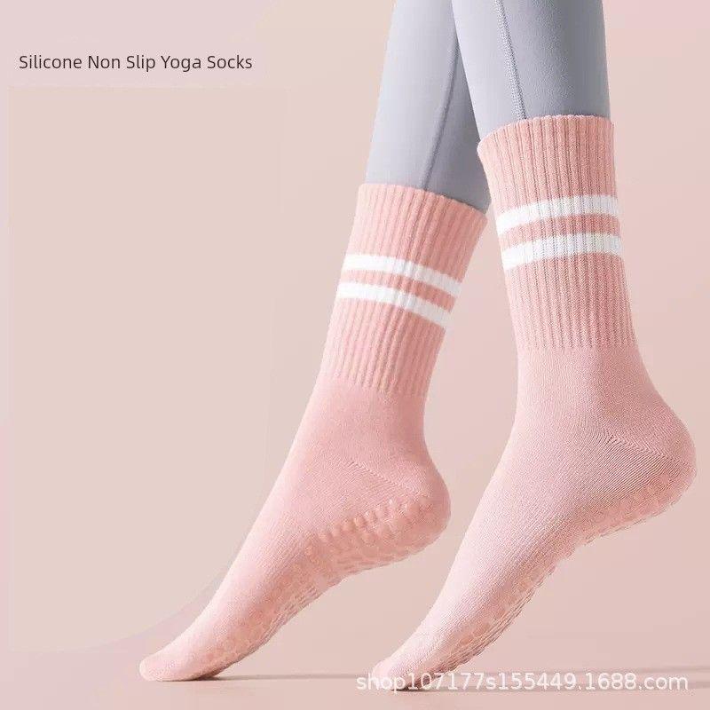 

Yoga Socks Silicone Non Slip Professional Women s Sport Socks Indoor Floor Running Fitness Pilates Dance Tube Socks Pink without silicone paragraph (free size)