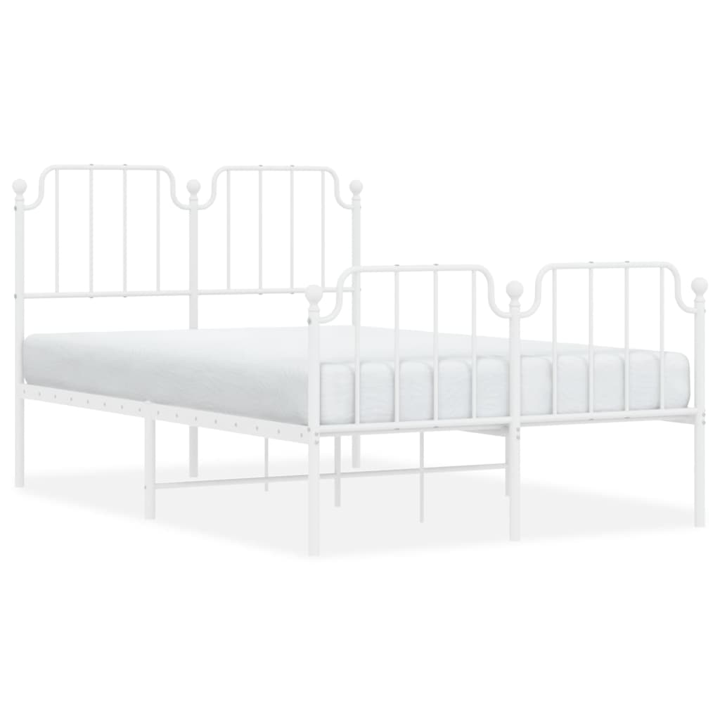 Metal Bed Frame with Headboard and Footboard White 120 x 200 cm