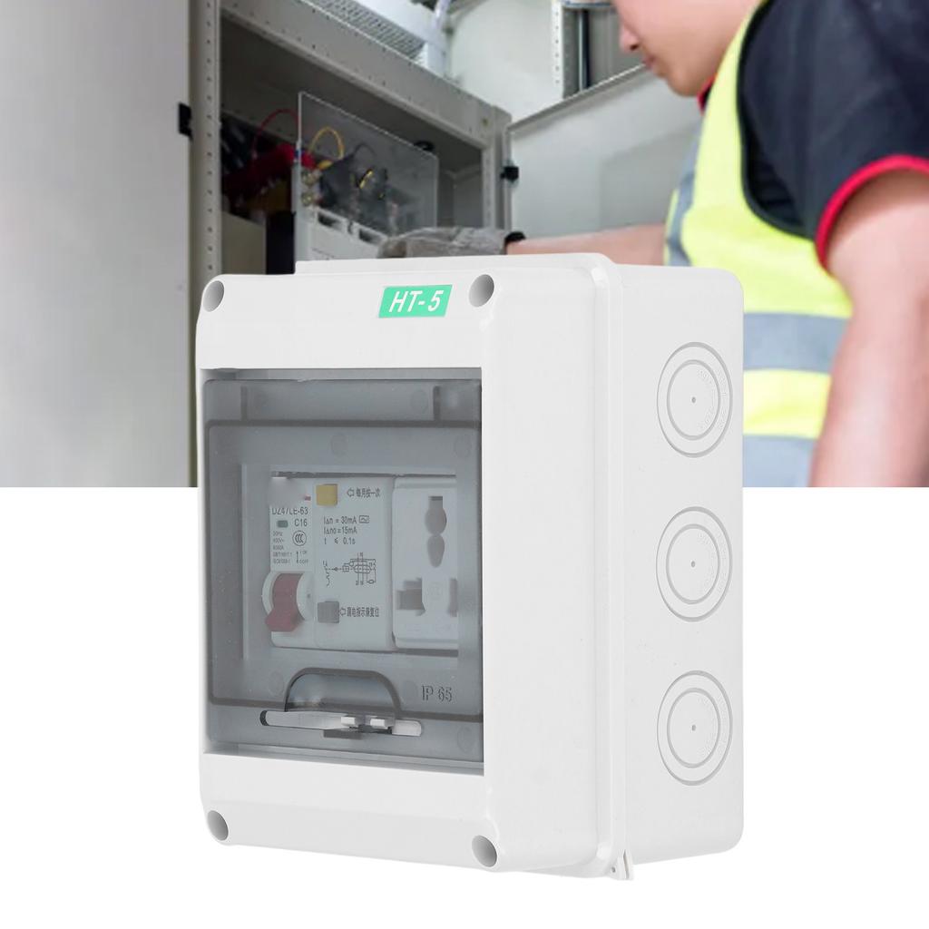 Surface Mount Distribution Box with 250VAC 10‑16A 3 Hole Socket MCB RCBO Circuit Breaker IP65 Waterp