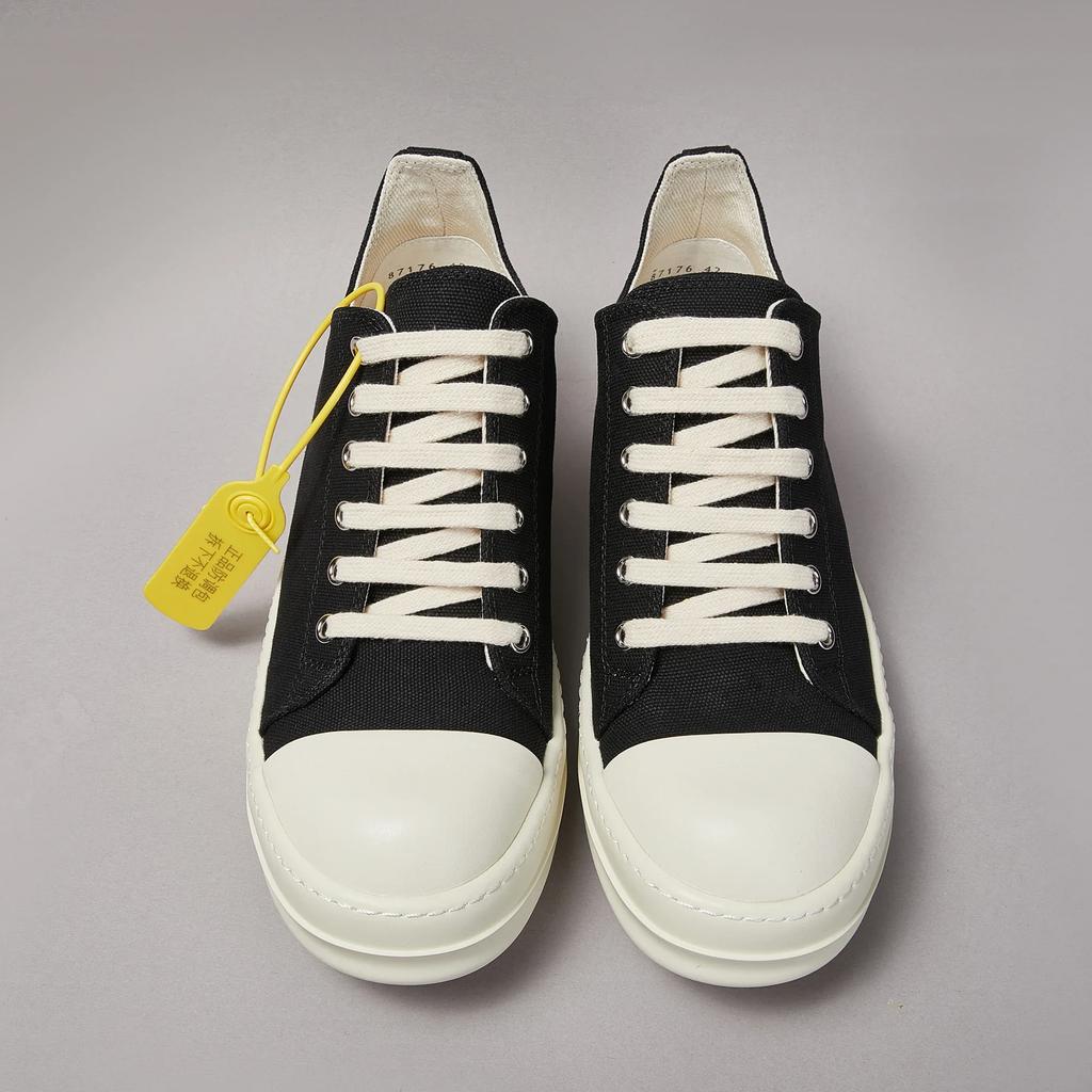 Zapatillas de lona de caña baja para hombre y mujer, clásicas, de calidad, negras, con cordones, de diseñador, de lujo, con suela gruesa, informales, planas.