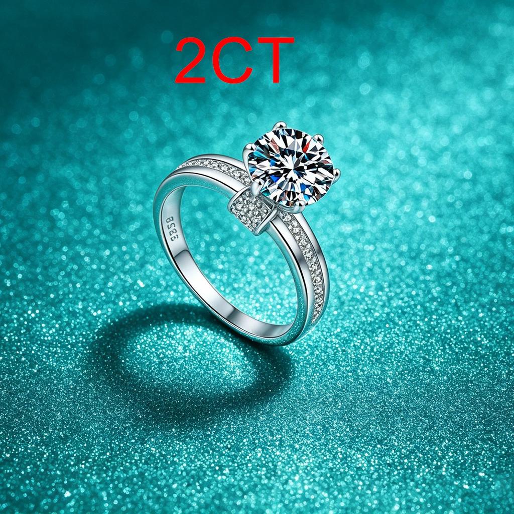 VENTFILLE Moissanite Ring Diamond 2CT D Color For Women 100% CopperEngagement Wedding Band Jewelry