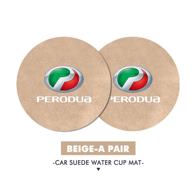 

For Perodua 2Pcs Car Water Cup Mat Suede Non-Slip Coaster Accessories Facelift Myvi Ativa Gen2 Gen3 5w30 D3 Sp3 Bezza Alza