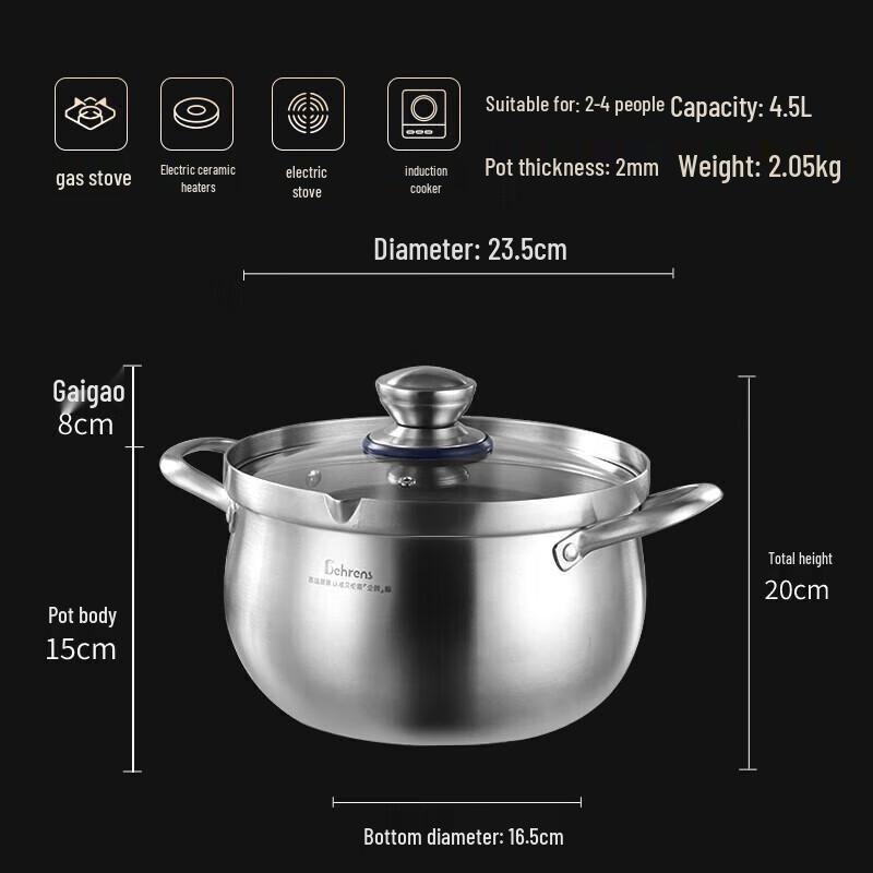 Beirens 22cm Penguin 3-Ply Stainless Steel Soup Pot