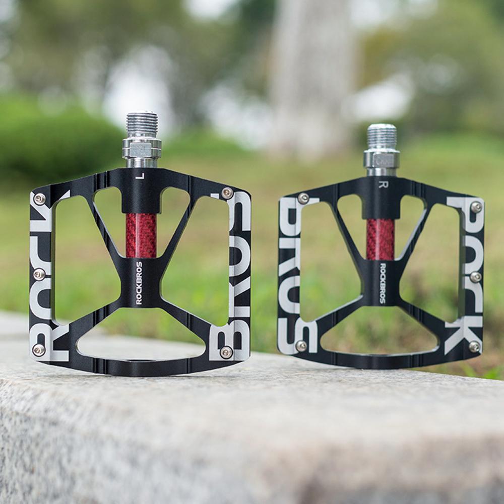 ROCKBROS Road Mountain Bike Bicycle Pedals, Anti-Slip Aluminum Cycling Pedal, Night Time Reflective Universal Threaded Port