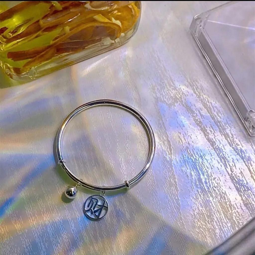 New Fortune and Wealth Character Pendant Bell Bracelet One Step One Ring Ding Dong Bracelet Titanium Steel Women's Ins Non-Fading Jewelry