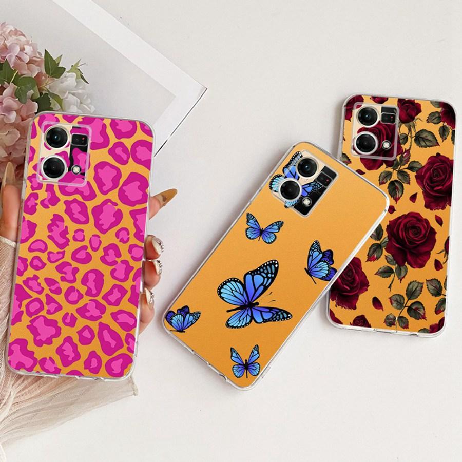 For OPPO Reno7 4G CPH2363 Case Soft TPU Protective Bow flower Phone Case For OPPO F21 Pro 4G transparent Reno 7 Cover Coque