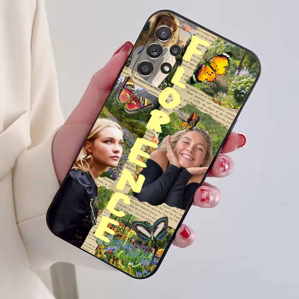 Actress F-Florence Pugh Phone Case For Samsung S25,S24,S21,S22,S23,S30,Ultra,S20,Plus,Fe,Soft Silicone Black Cover
