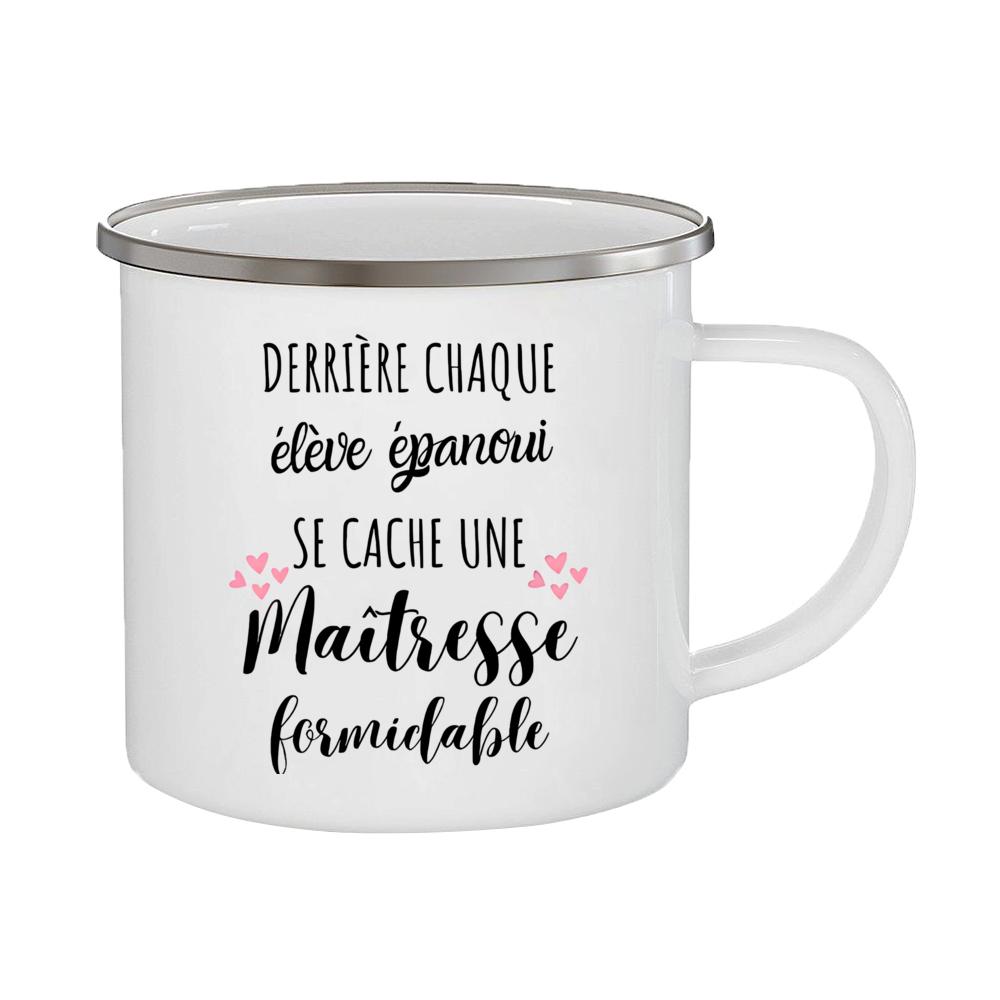 Merci Maîtresse Printed Mugs Coffee Cups Drinks Water Milk Cup Enamel Mug Gifts Idea for Teacher End of School Year Gift