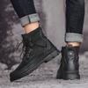 New Fashion High Top Men Boots Street Punk Style Motorcycle Boots Classic Black Lace Up Platform Casual Boots Plus Size Botas