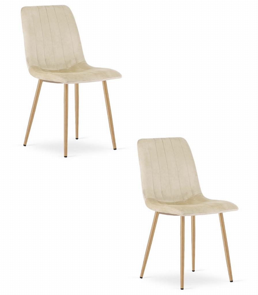 LAVA chair - light beige velvet / wood-colored legs x 2