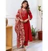 Women Party Wear Embroidery Straight Kurta and Pant Set with Dupatta Set