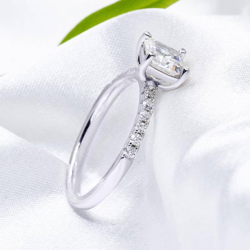 Fancy Asscher Cut 5.5x5.5mm 0.8ct Moissanite Wedding Ring 925 Sterling Silver VVS1 White Moissanite Engagement Ring for Women