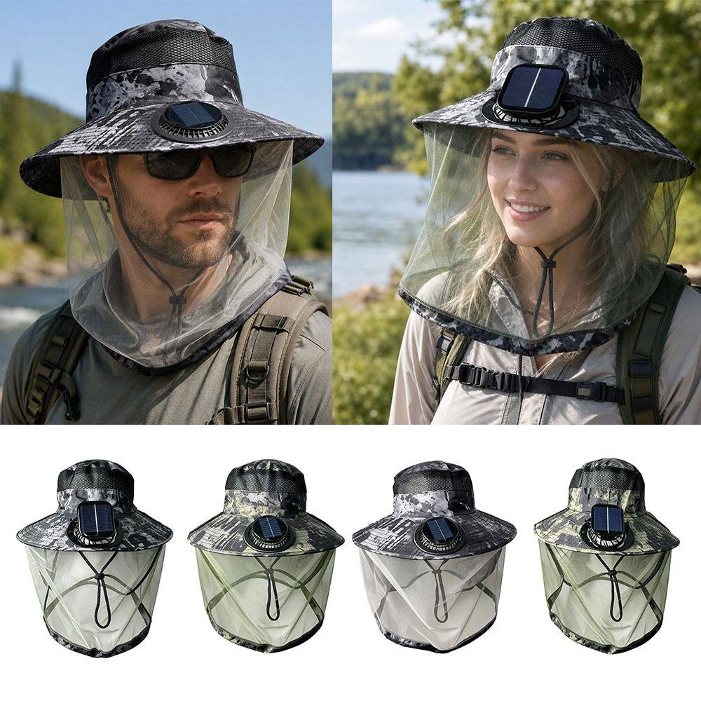 Camouflage Fisherman Hat Wide Brim Mosquito-proof Hat Creative Fishing Sun Cap  Summer