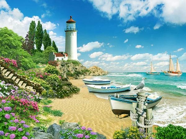 Diamond Painting Lighthouse Craft Kit 5D DIY Diamond Embroidery Garden Landscape Full Round Drill Home Decor
