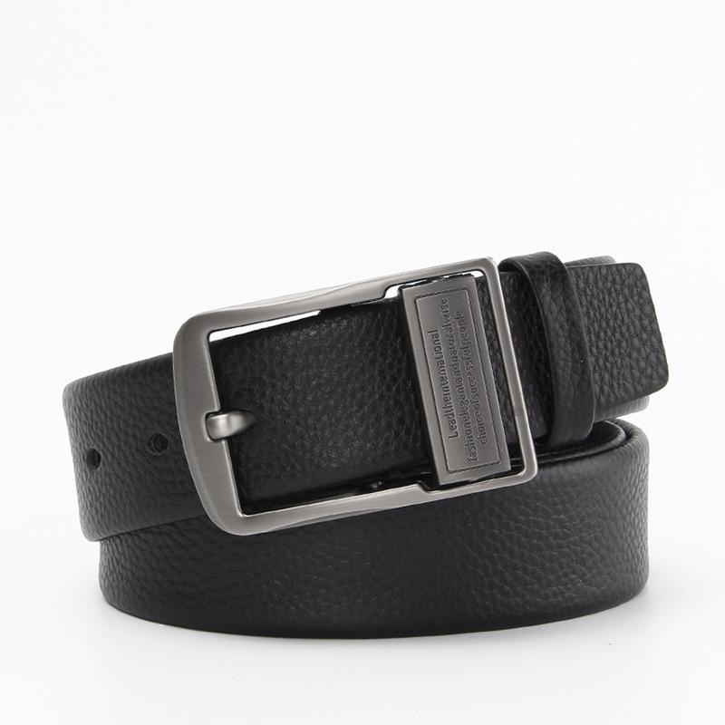 New Belt for Men's Genuine Leather Business Head Layer Cowhide Pin Buckle Belt Simple Classic Men's Trouser Belt