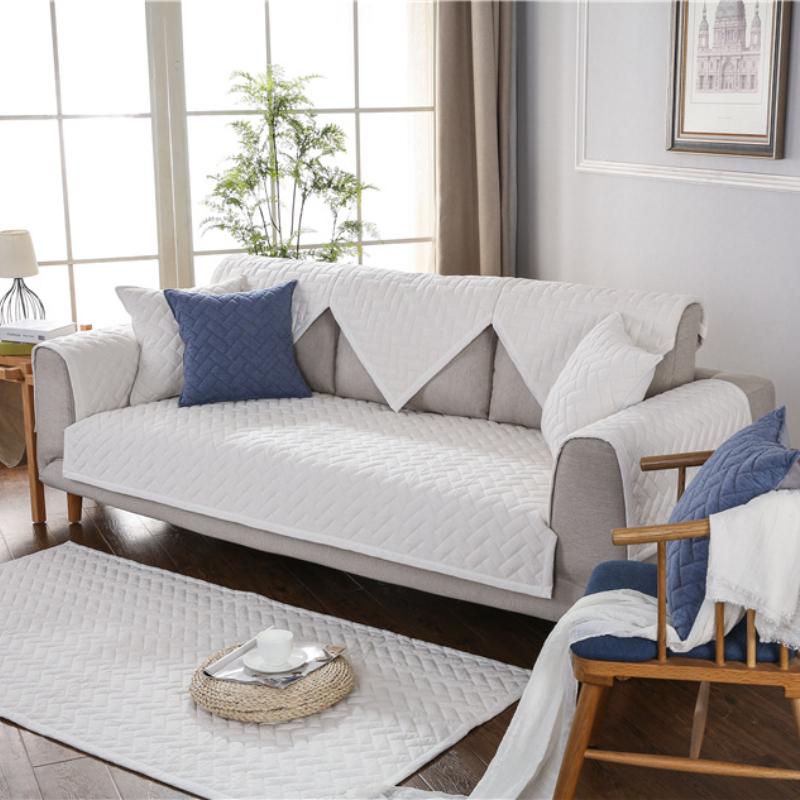 Pure Color Simple Sofa Cushion Pure Cotton Washable Cloth Non-slip All-season Sofa Cushion Cover  Towel Cover