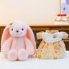 Floral Dress Bunny Plush Toy: Long-Eared Rabbit Sleep Companion & Birthday Gift