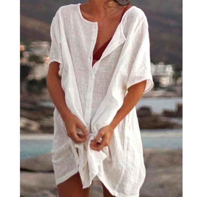 

JPNTKY Women s Fashion Casual Solid Color Print Short Sleeve Blouses & Shirts International design S белый
