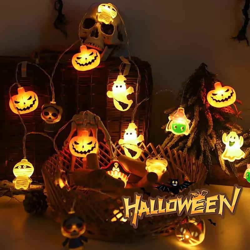 Colorful Halloween Pumpkin Bat Ghost String Lights for Spooky Decor