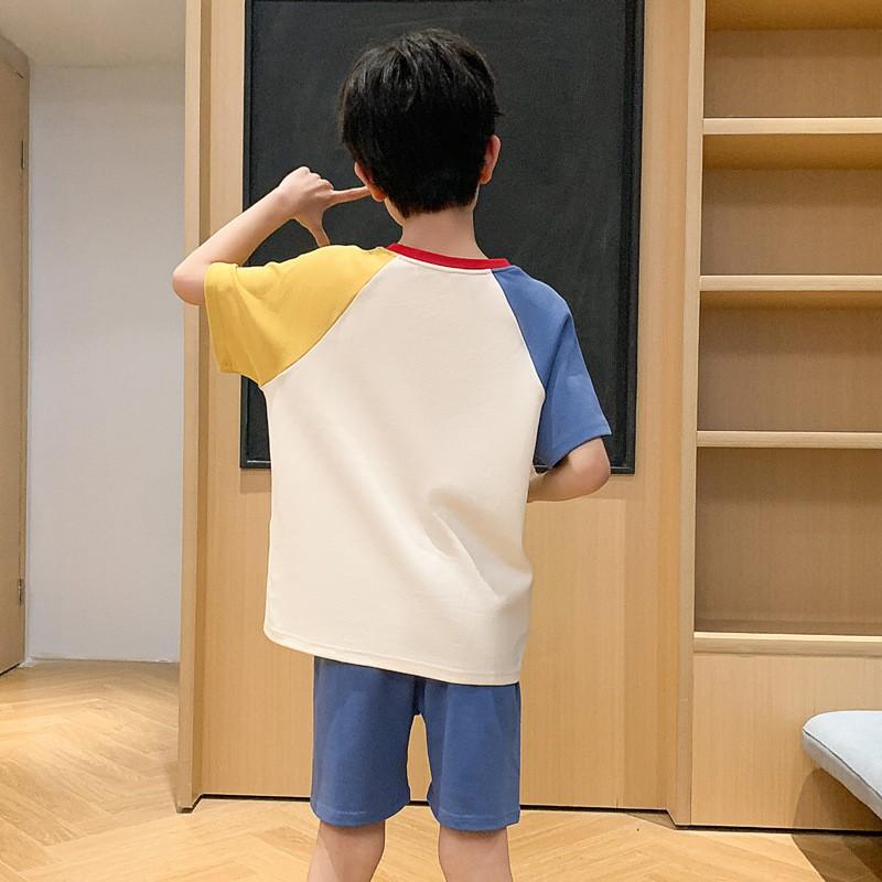 Boys Cotton Pajama Set Short Sleeve Shorts Sleepwear Kids 8-14 Years Cartoon Print Comfortable Home Wear