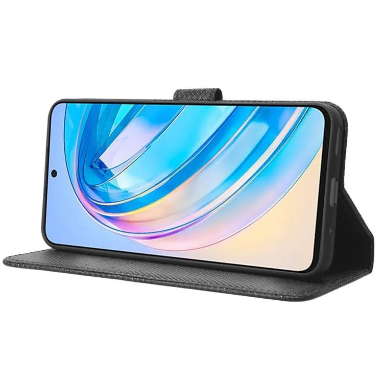 For Honor X8a 4G Wallet Phone Case Diamond Texture PU Leather Magnetic Flip Stand Cover