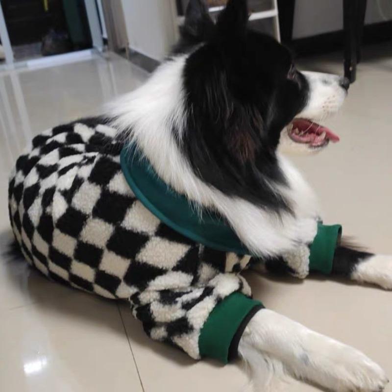 Dog Winter Plaid Large Dog Fleece Golden Retriever Labrador Golden Retriever Handsome Thickened Warm Lamb Fleece Edge Grazing