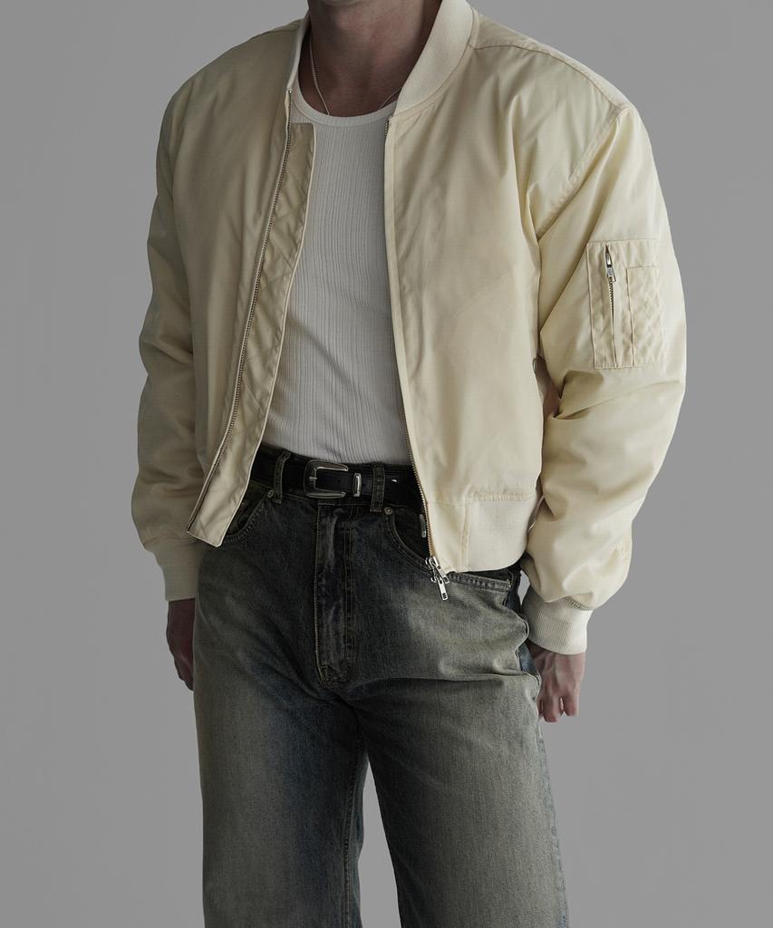 Bowlow Product Nylon Crop Ma-1 Jacket [Cream]