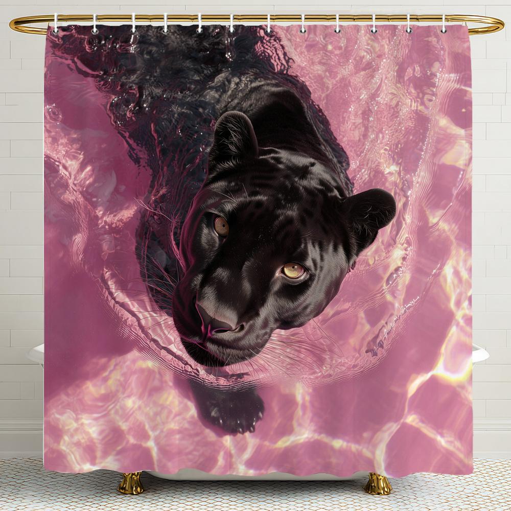 Leopards, Tigers, Wolves,Flower Animals Shower Curtain, Bathroom Shower Curtain, Waterproof Shower Curtain With Hooks