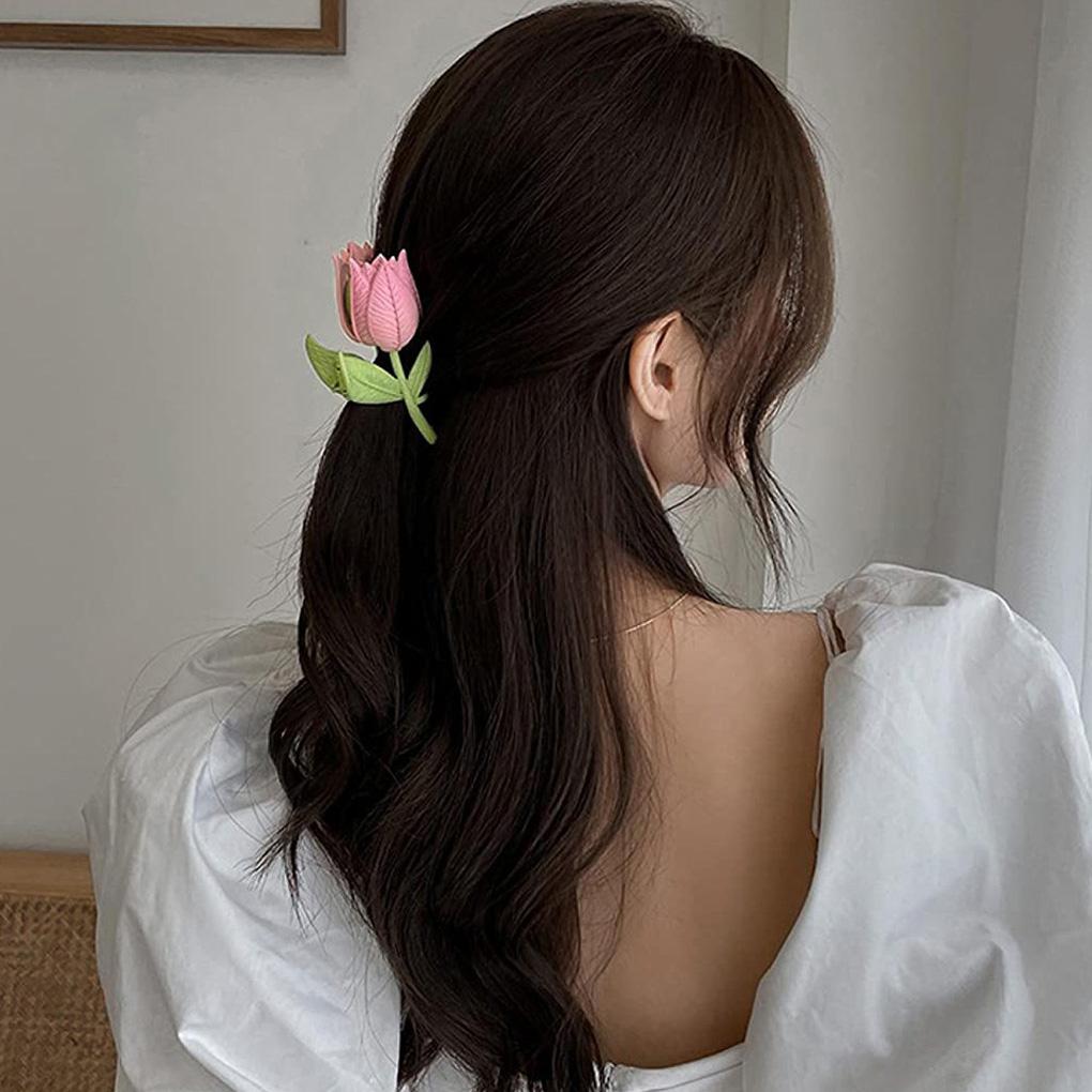 Flower Shaped Hair Claw Clip Wedding Shop Read Hairpin Cooking Non-skid Hairclip Clamp Pocket Headwear for Women