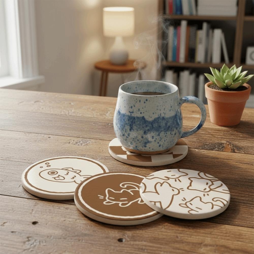 Non-slip Diatom Mud Coaster Round Insulation Pad Cute Cup Mat Coffee Mug