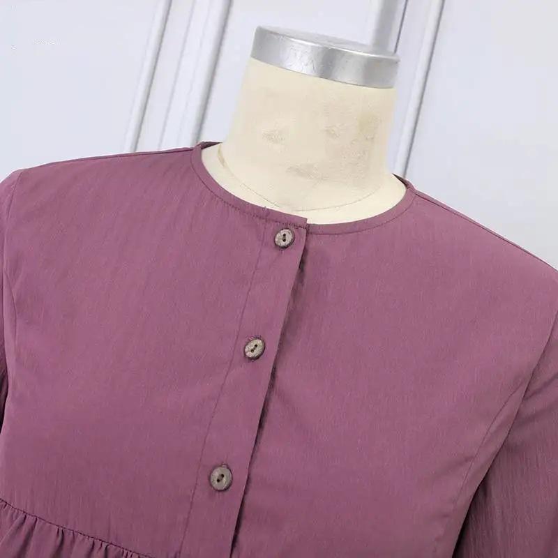 2024 Spring/Autumn Muslim Women's Solid Color Casual Bubble Sleeve Robe