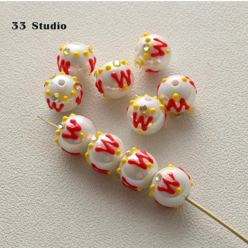 Pure Hand-painted Beads Stickers Diamonds Set Pearl Diy Jewelry Accessories Material Package Beads Car Pendant Cell Phone Chain Beads