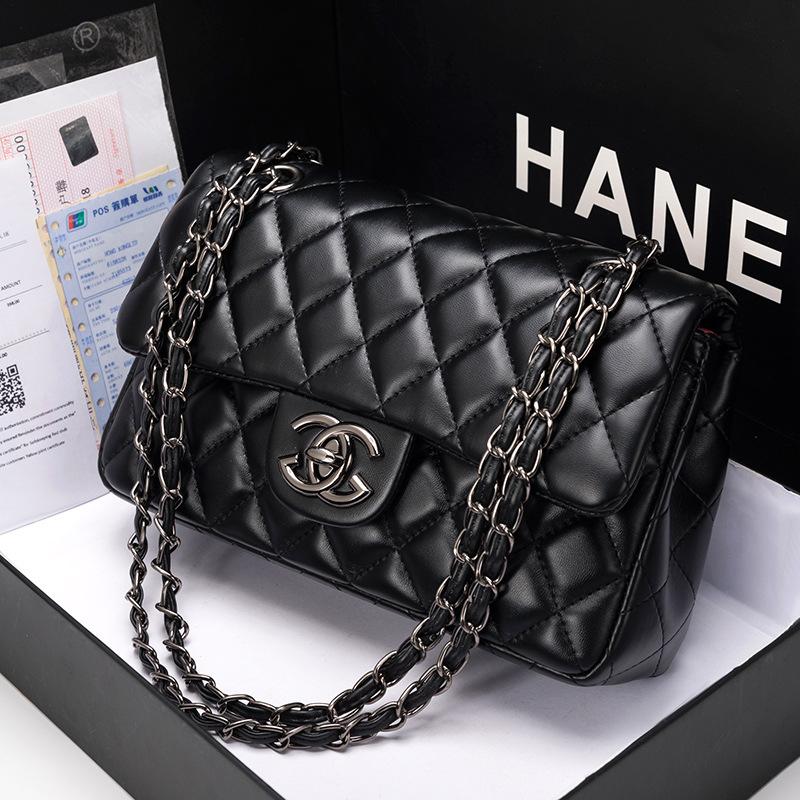 Women's bag new fashionable and versatile high-end diamond chain bag leather shoulder  bag tide