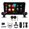 Motorcycle CarPlay and Android Auto Display with Two DVR Cameras and TPMS