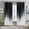 Gradient Stripes Black White Print Curtains Pole Bag Home Decoration Room Set Of 2 Made Polyester