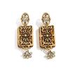 KunJoe Vintage Strass Ausgeschnitten Quadrat Hängende Ohrringe für Damen Luxuriös Geschnitzt Geometrischer Anhänger Ohrringe Modeschmuck