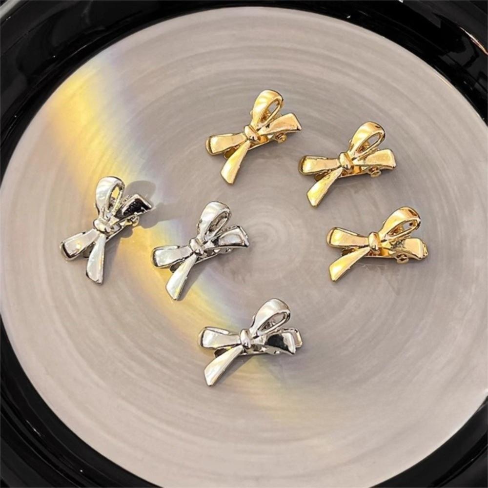 4Pcs/set Sweet Cool Golden Bow Hairpins Metal Bow Mini Side Clip Fashion Bangs Hairpins  Casual Wear