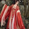 Womens Tang Dynasty Style Hanfu Set With Heavy Embroidery Wide Sleeve Top High-Waist Skirt