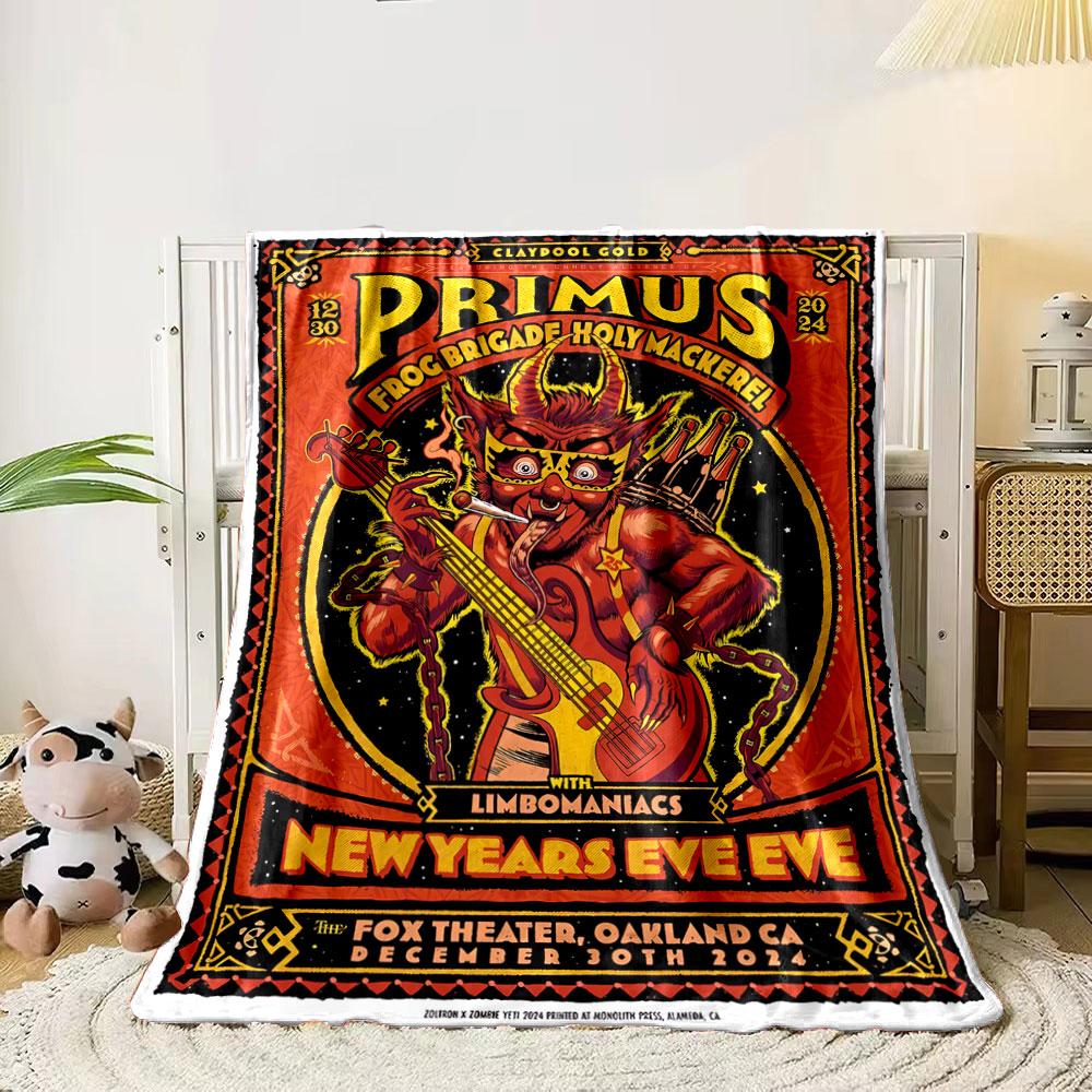 Retro Primus Frog Brigade Concert Red Throw Blanket, Warm Plush Blanket for Home Comfort, Multipurpose Blanket for Home and Travel