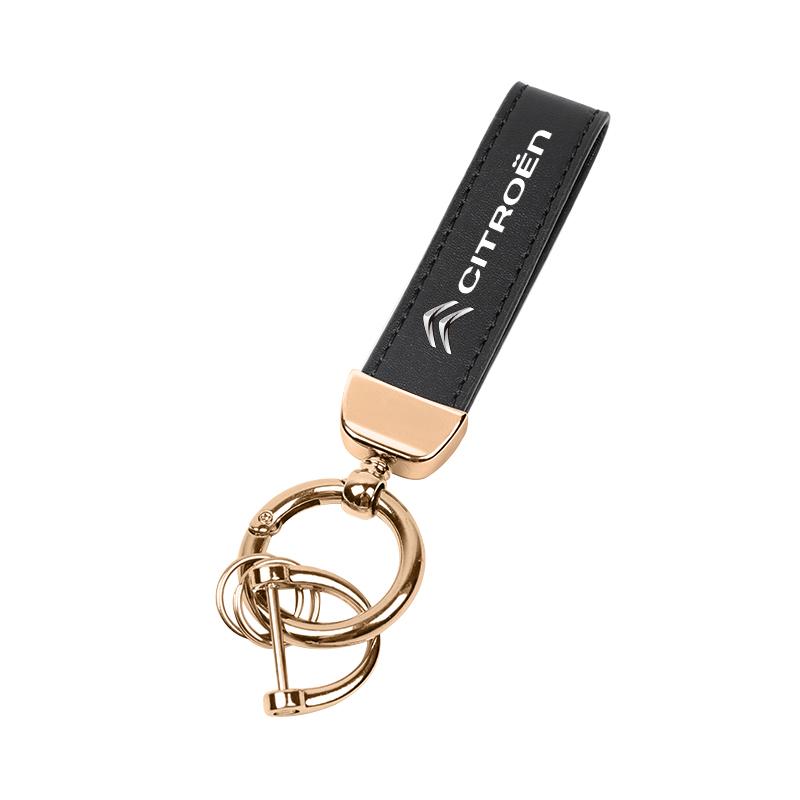 1Pcs Car Emblem Keychain Metal Leather Key Ring Accessories For Citroen C1 DS3 C2 C3 Vts C4 Saxo C4L C5 C6 C8 Xsara C3-XR