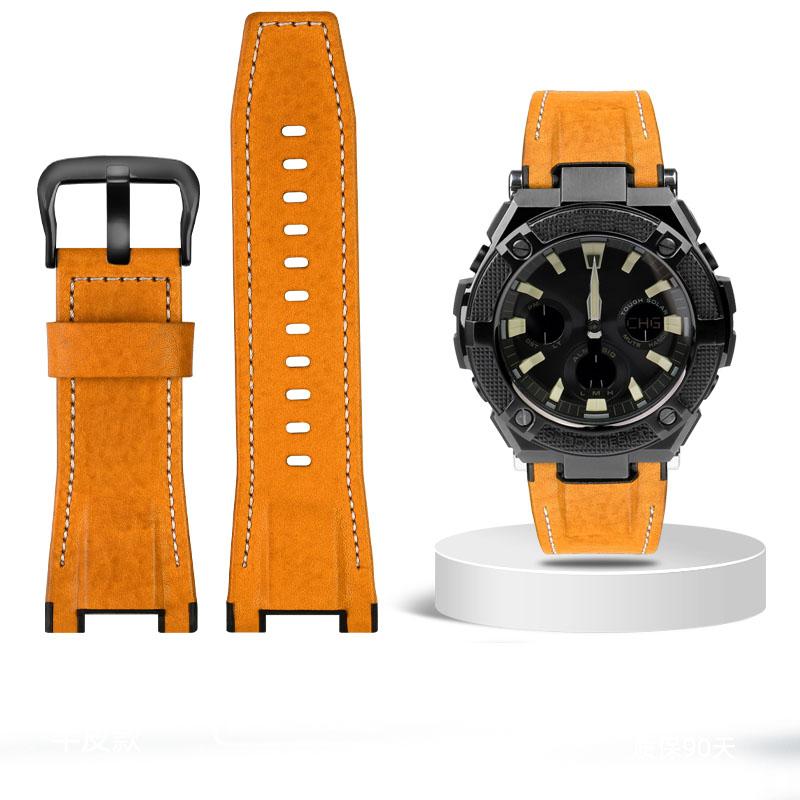 Pro hodinky Casio GST-S100G S110 S130L W100G W110 210B 400G Řemínek na hodinky plátěný Náramek 26*14mm Pánský měkká kůže Hovězí kůže Kožený řemínek na hodinky