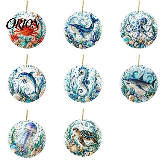 Souvenir Crafts for Memorial Collection Ocean Theme Pearl Art Hanging Ornament, 2D Flat Acrylic Coastal Thoughtful Gifts Special Occasions Sea