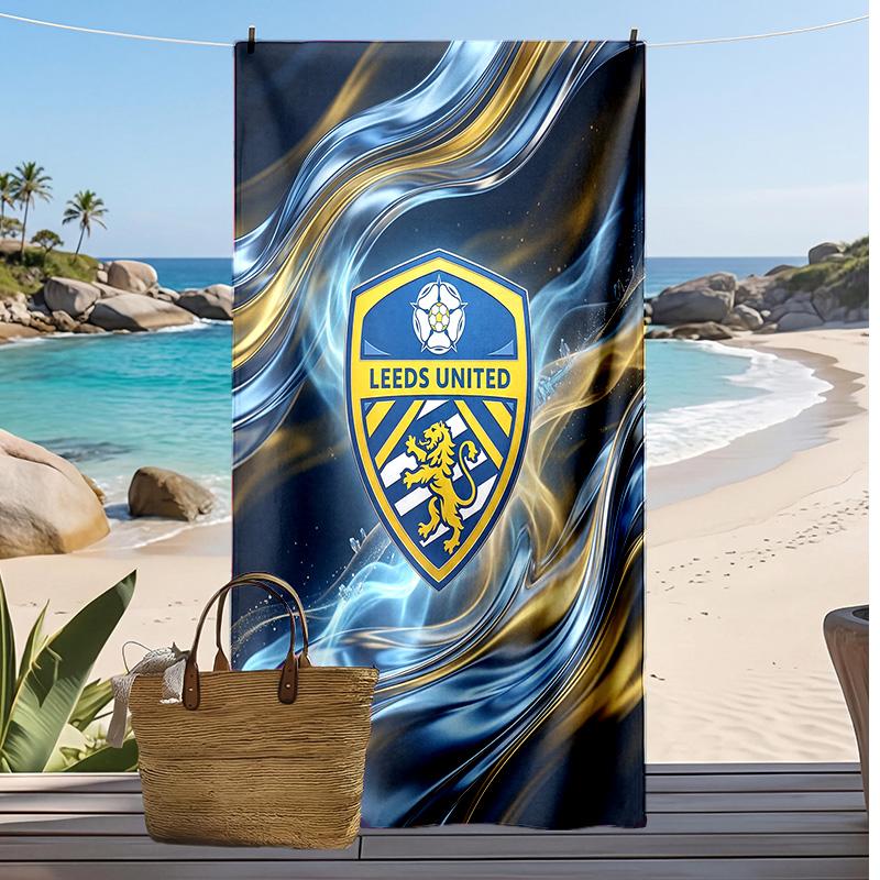 Leeds United Fußball-Druck Strandtuch, Großes Weiches Schnelltrocknendes Handtuch für Strand Camping Schwimmen