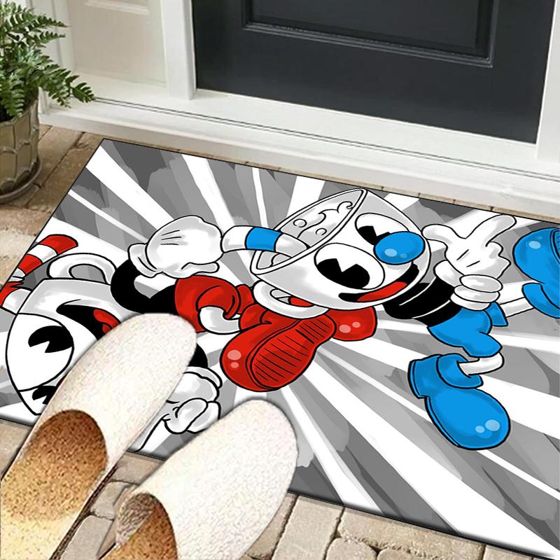 Cup-head And Mugman Adventure Office Rug Chair Mat, Game Carpet, Suitable for Front Door, Bedroom, Living Room, Desk, Holiday Gift