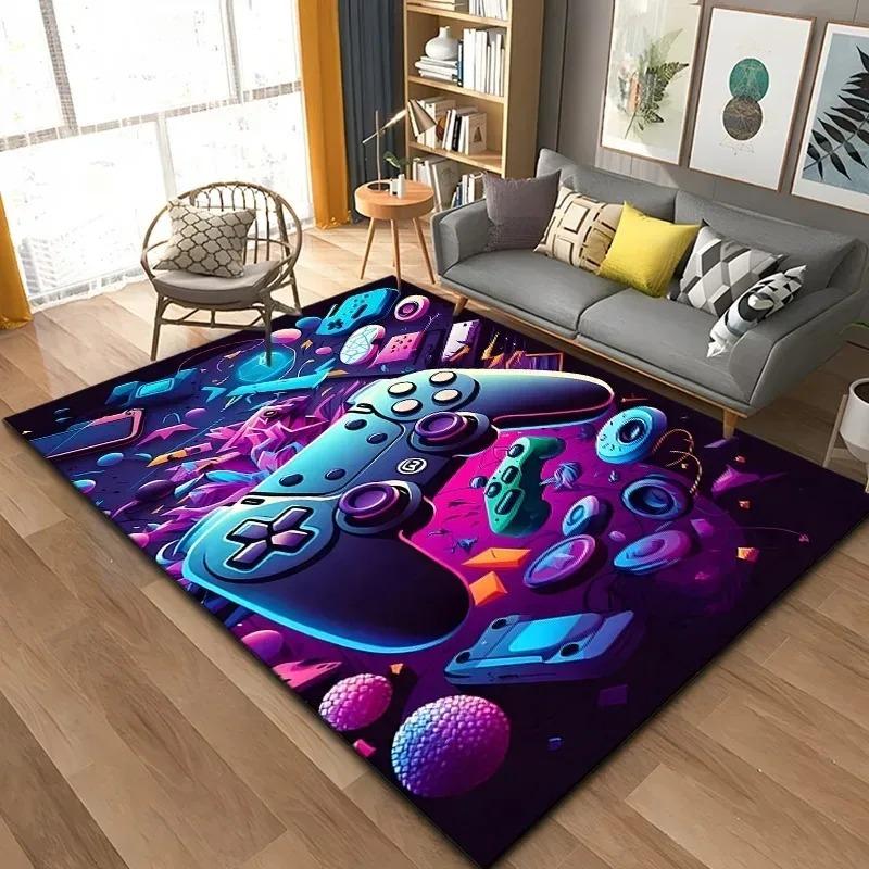 3D Gaming Rug, Retro Controller Carpet Large Area Rug, Soft Durable Floor Mat for Living Room Bedroom Game Room Decor
