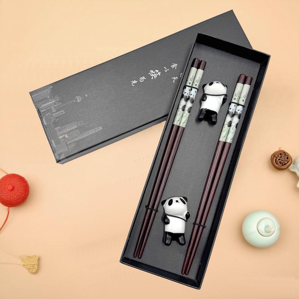 Chinese Style Wooden Chopsticks Gift Set - 2 Pairs for Travel Souvenir or Business Gift