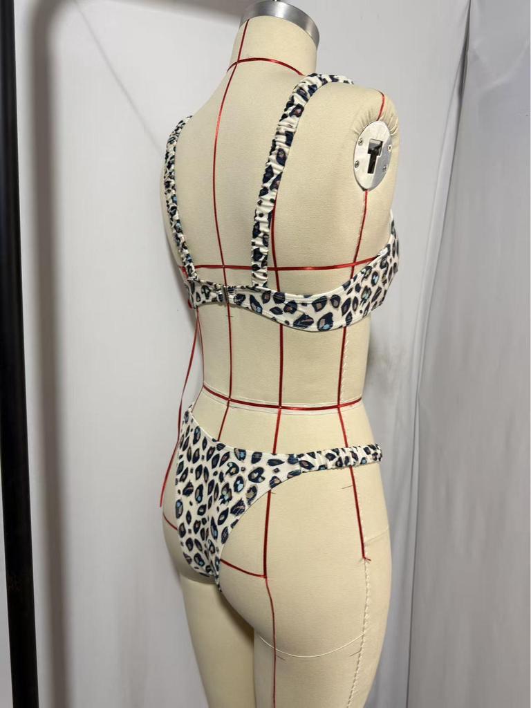 2026 Leopard Print Sexy Bikini Swimwear Set - Women's European & American Split Swimsuit