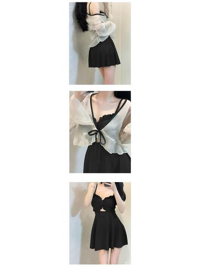 2024 Stylish Two-Piece Swimwear Set: Slimming, Belly-Covering, and Sun-Protective Skirt Design