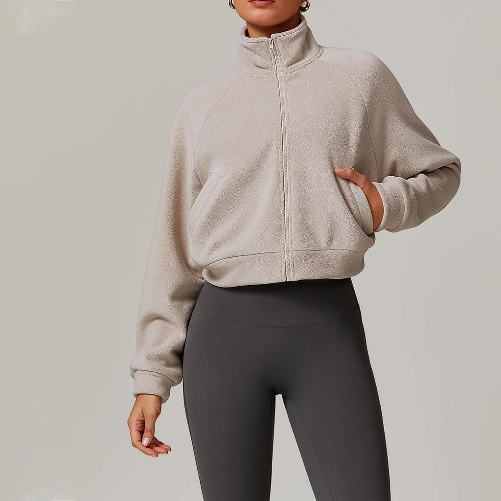 Ladies Fashion Standing Collar Yoga Wear Warm Jacket Women Running Windproof Top Padded Sports Fitness Jacket